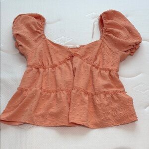 Lush Coral Puff Sleeve Blouse